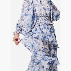 Elliatt ASTRID Blue and White Floral Long Sleeve Dress